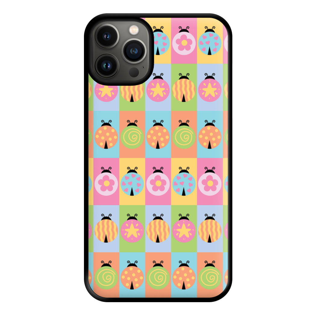 Cartoon Ladybugs Colourful Pattern iPhone 13 Case