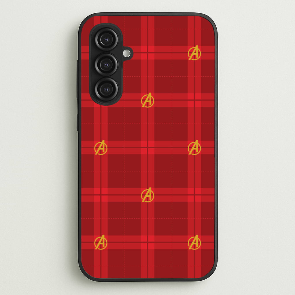 Superhero Team Red Tartan Pattern Galaxy S23FE Case