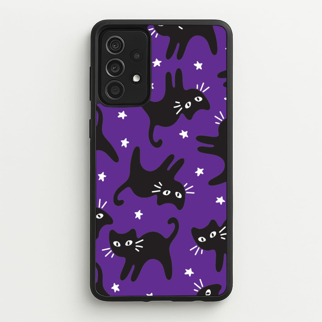 Cartoon Black Cats And Stars Pattern Galaxy A52 / A52s Case