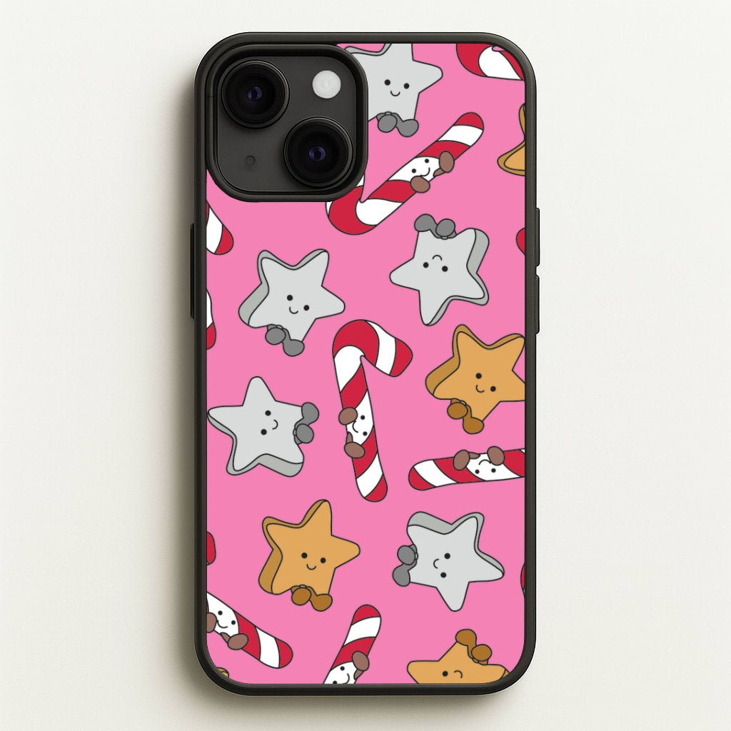 Pink Christmas Plushies Pattern iPhone 13 Mini Case