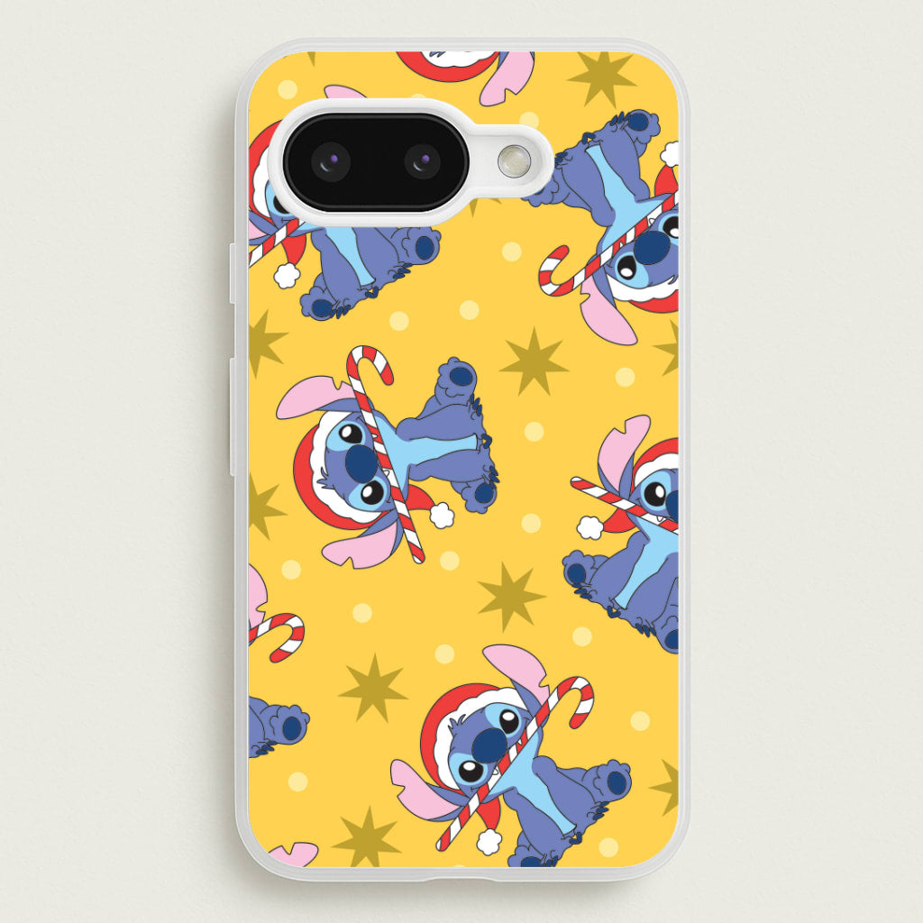 Cute Blue Alien Candycane Christmas Pattern Google Pixel 9a Case