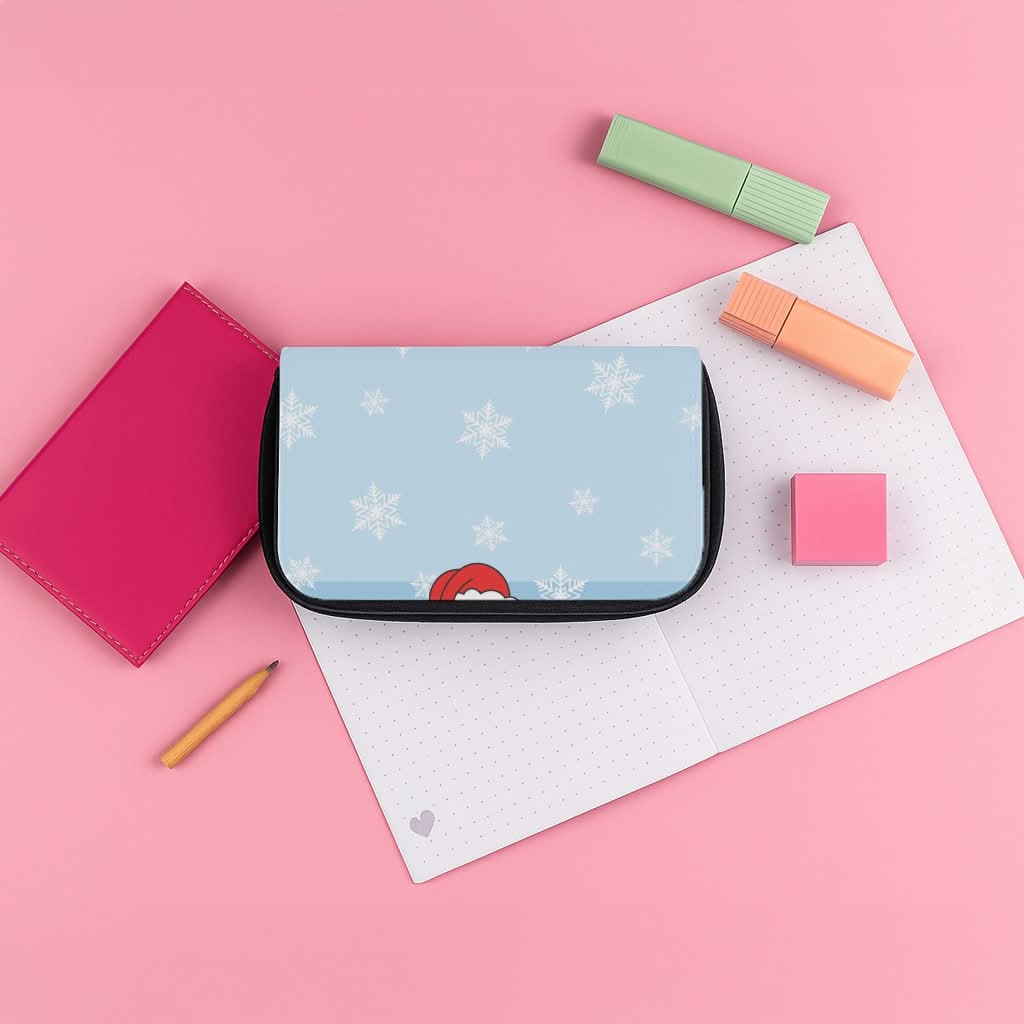 Cartoon Donkey Snowflakes Pencil Case