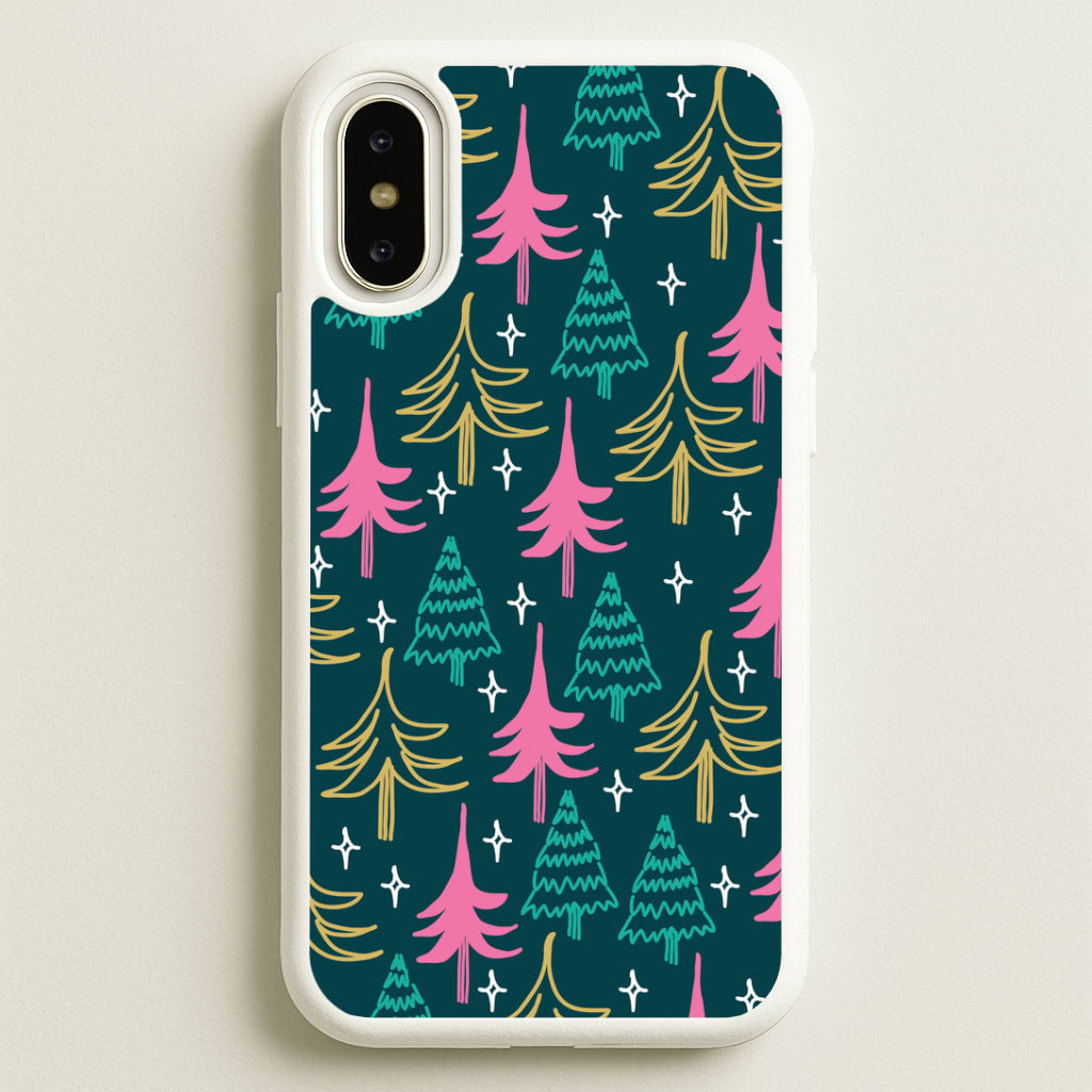 Colourful Sketched Christmas Trees Pattern iPhone X / XS Case