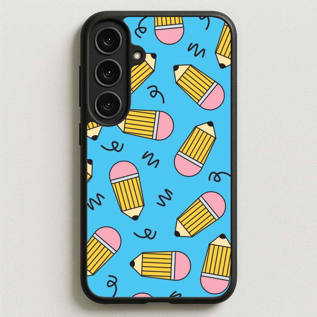 Pencils And Scribbles Pattern Galaxy S25FE Case