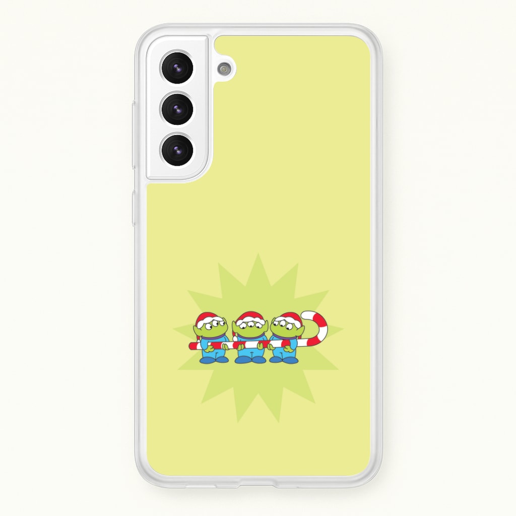 Cute Green Aliens Candycane Galaxy S21 Plus Case
