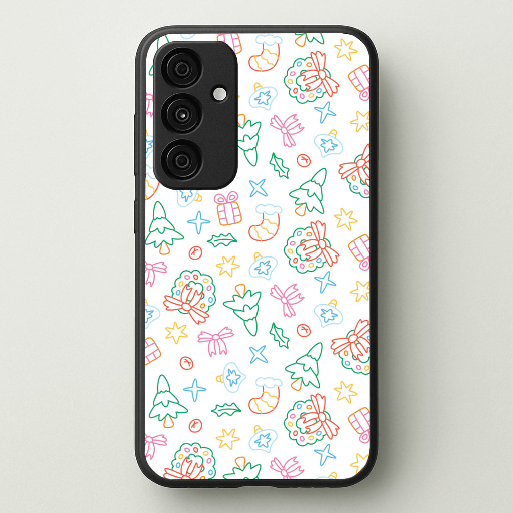 Neon Christmas Icons Pattern II Galaxy A15 Case