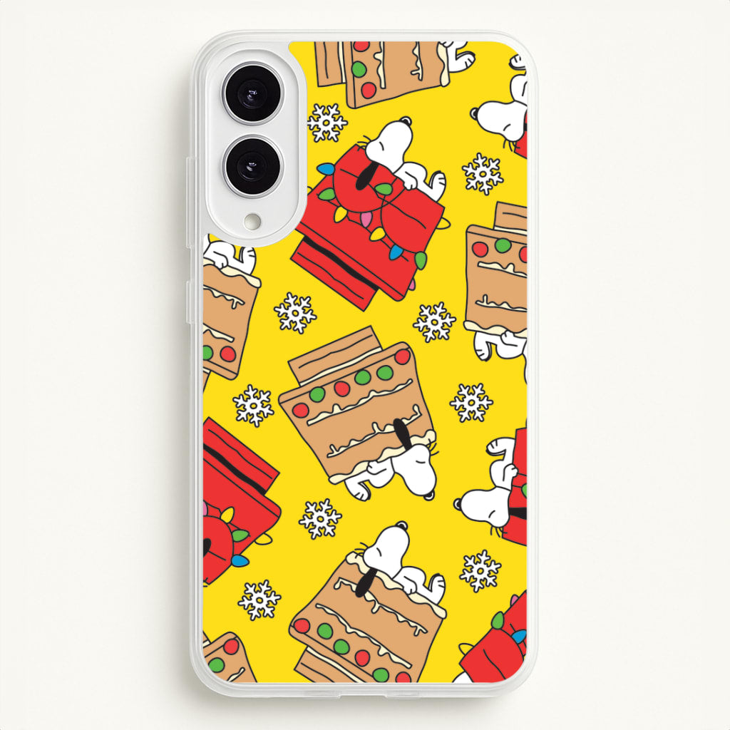 Cartoon Beagle Fairylights And Gingerbead Pattern Galaxy S25 Edge Case