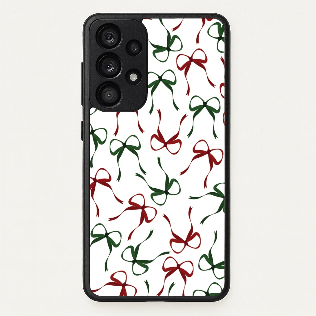 Red And Green Coquette Christmas Bows Pattern Galaxy A53 Case
