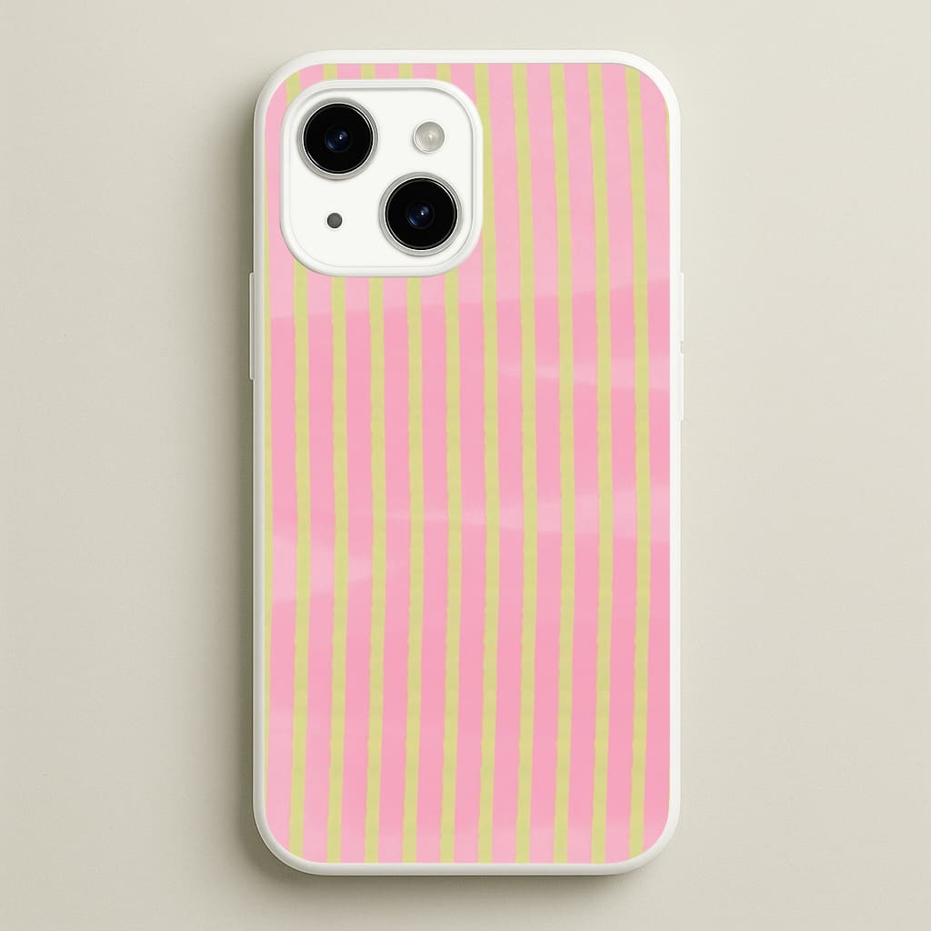 Pink Meadow Stripes iPhone 15 Case