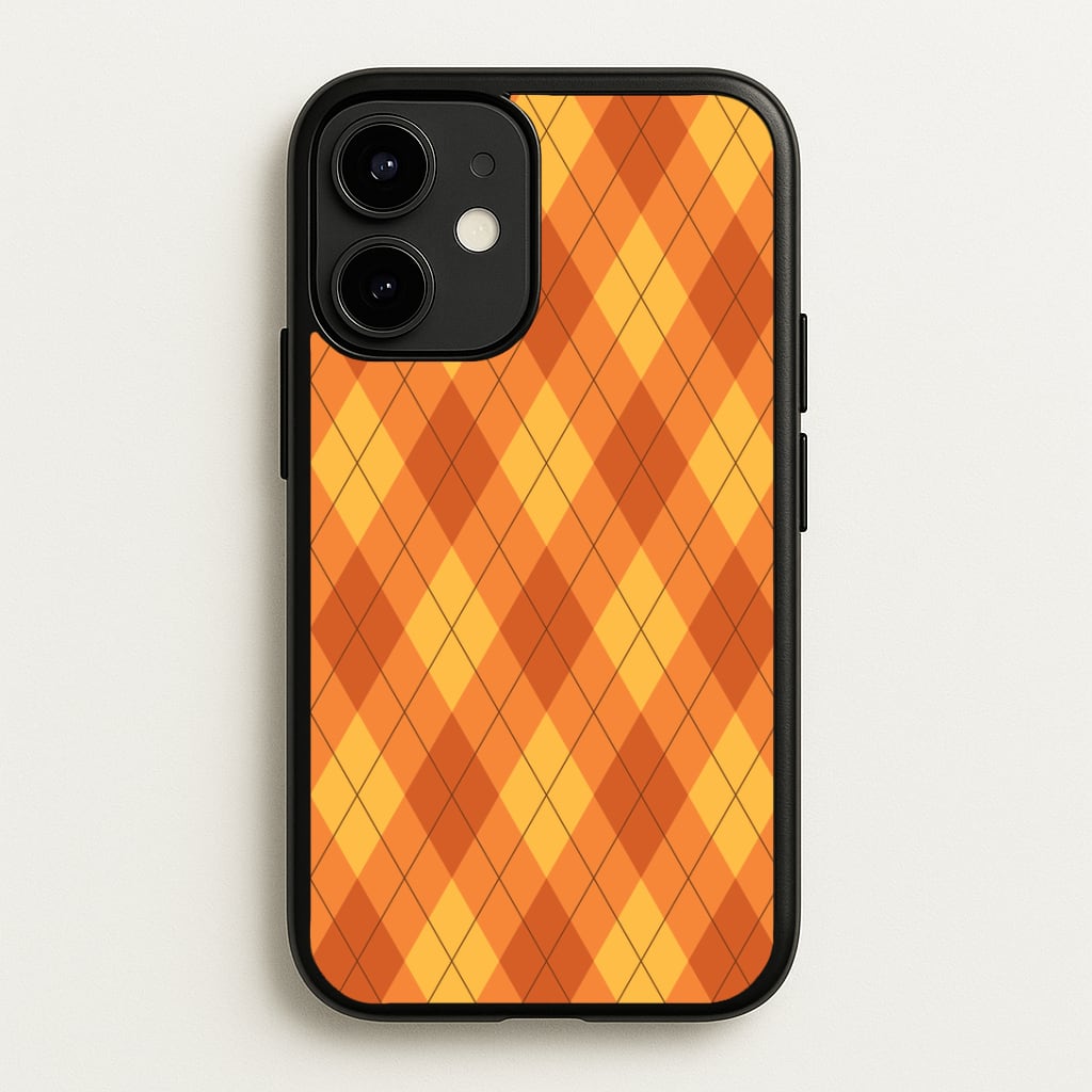 Orange Argyle Pattern iPhone 12 / 12 Pro Case