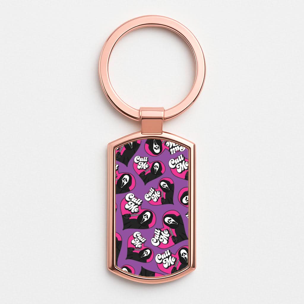 Call Me Heart Pattern Rose Gold Keyring