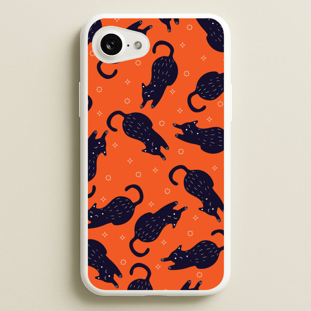 Black Cats And Stars Pattern iPhone 16e Case