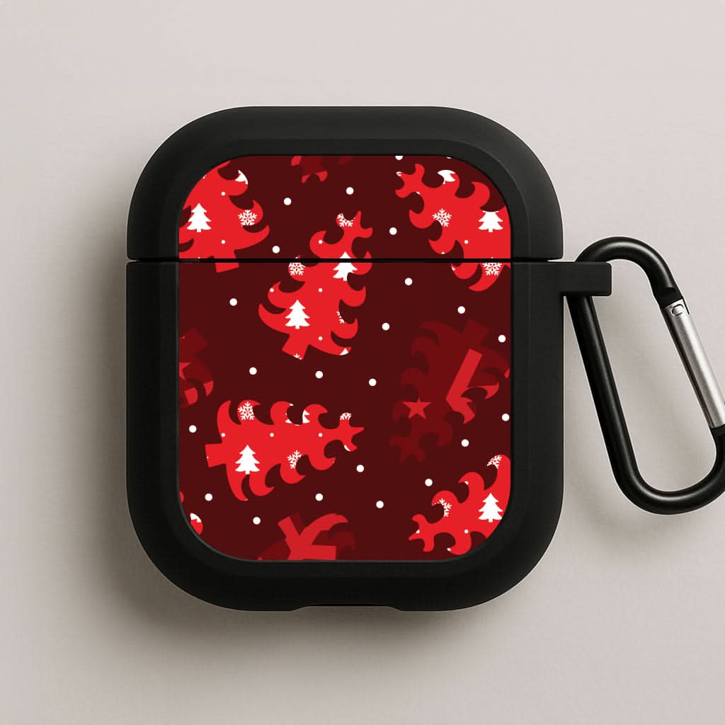 Wrapping Paper Christmas Tree Pattern Black AirPods Case