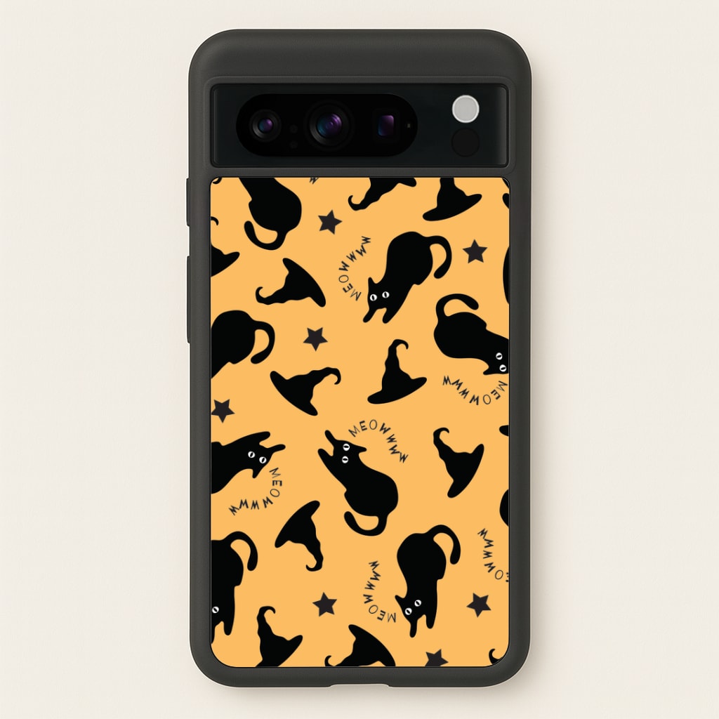 Black Cat And Hats Pattern Google Pixel 8 Pro Case