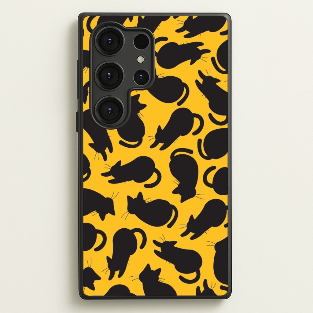 Black Cat Silhouettes Pattern Galaxy S25 Ultra Case