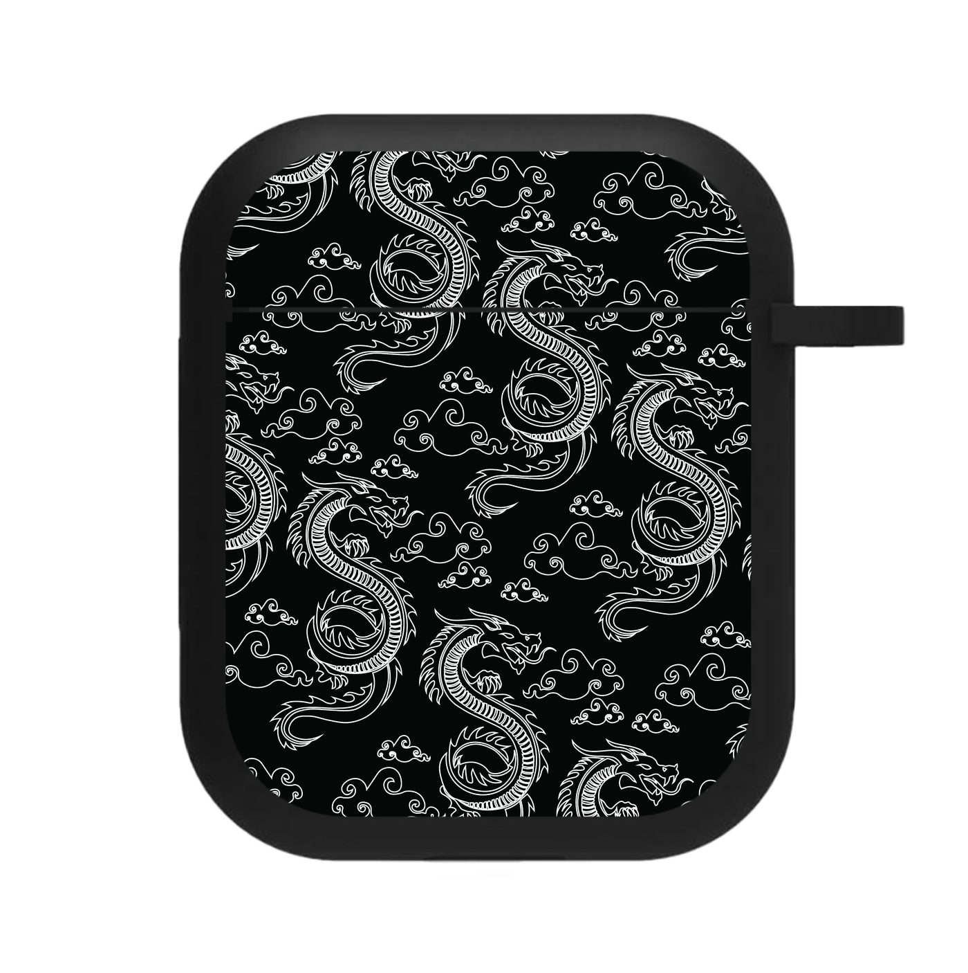 Black And White Dragon Pattern AirPods Case