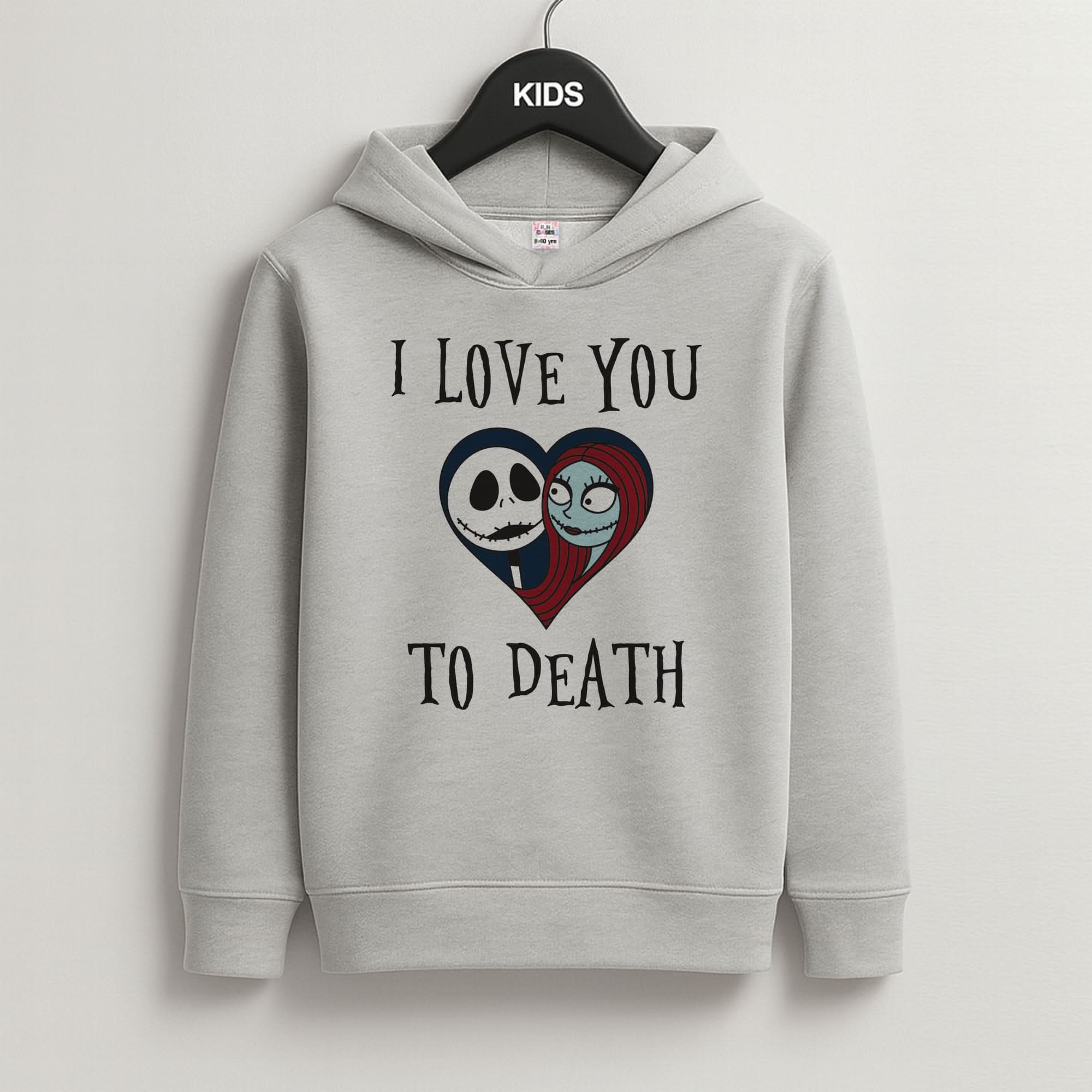 I Love You To Death Heart Grey Kids Hoodie