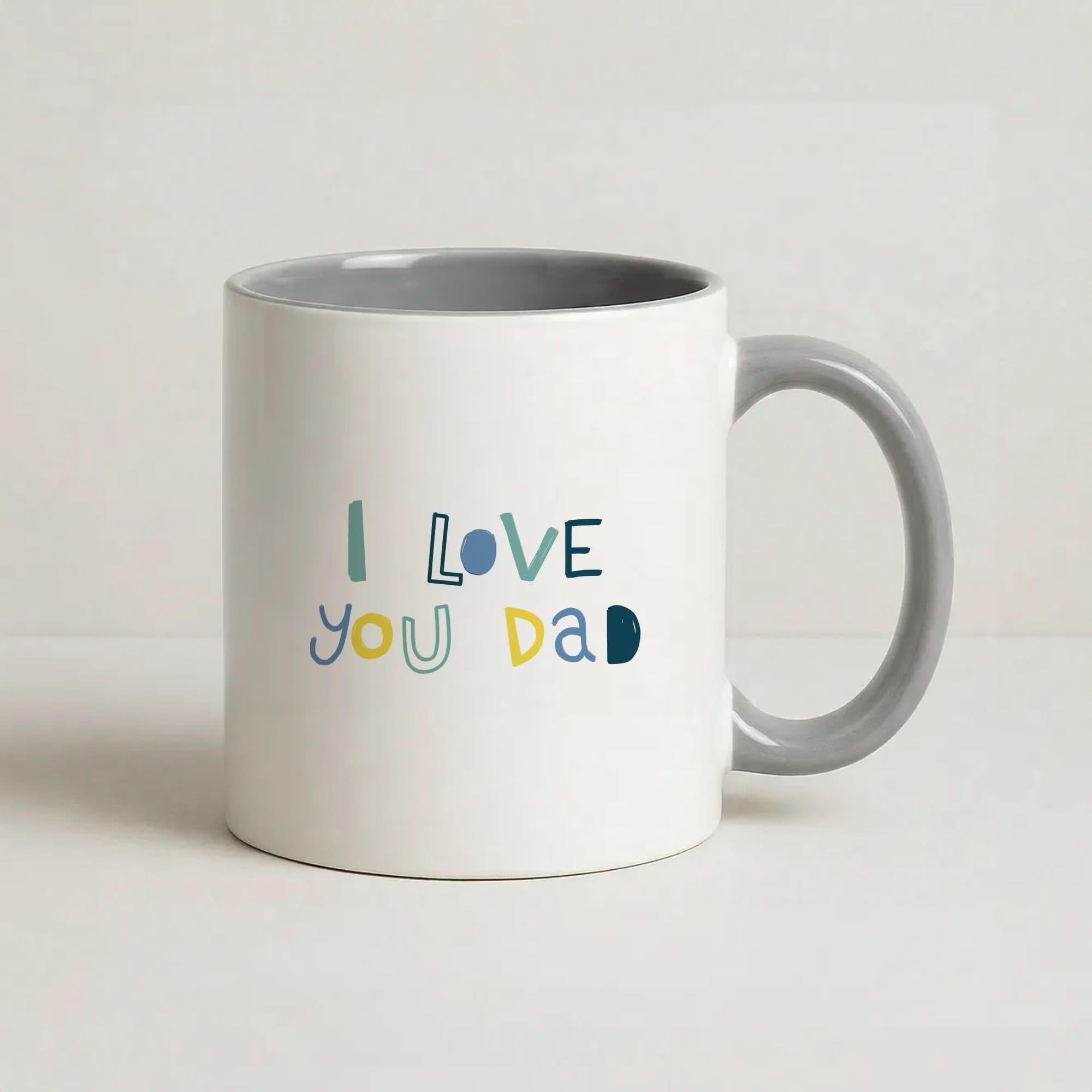 I Love You Dad Scribbles Grey Mug