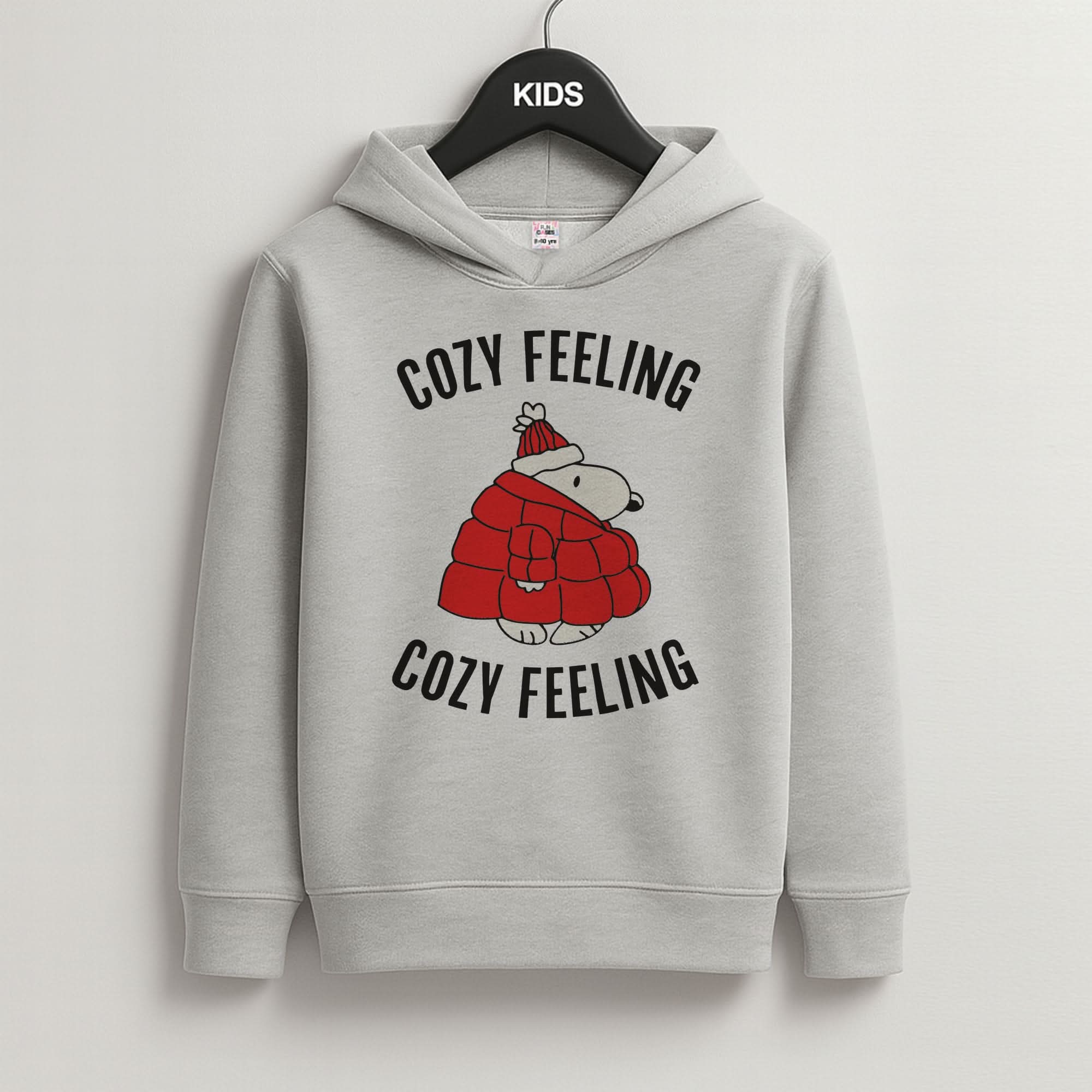 Cozy Feeling Cartoon Beagle Puffer Jacket Grey Kids Hoodie