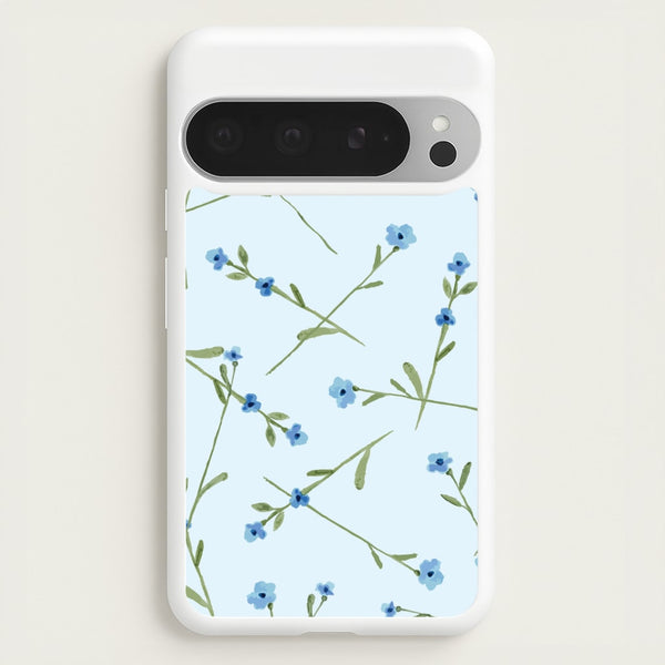 Baby Blue Floral Pattern Google Pixel 9 Pro XL Case