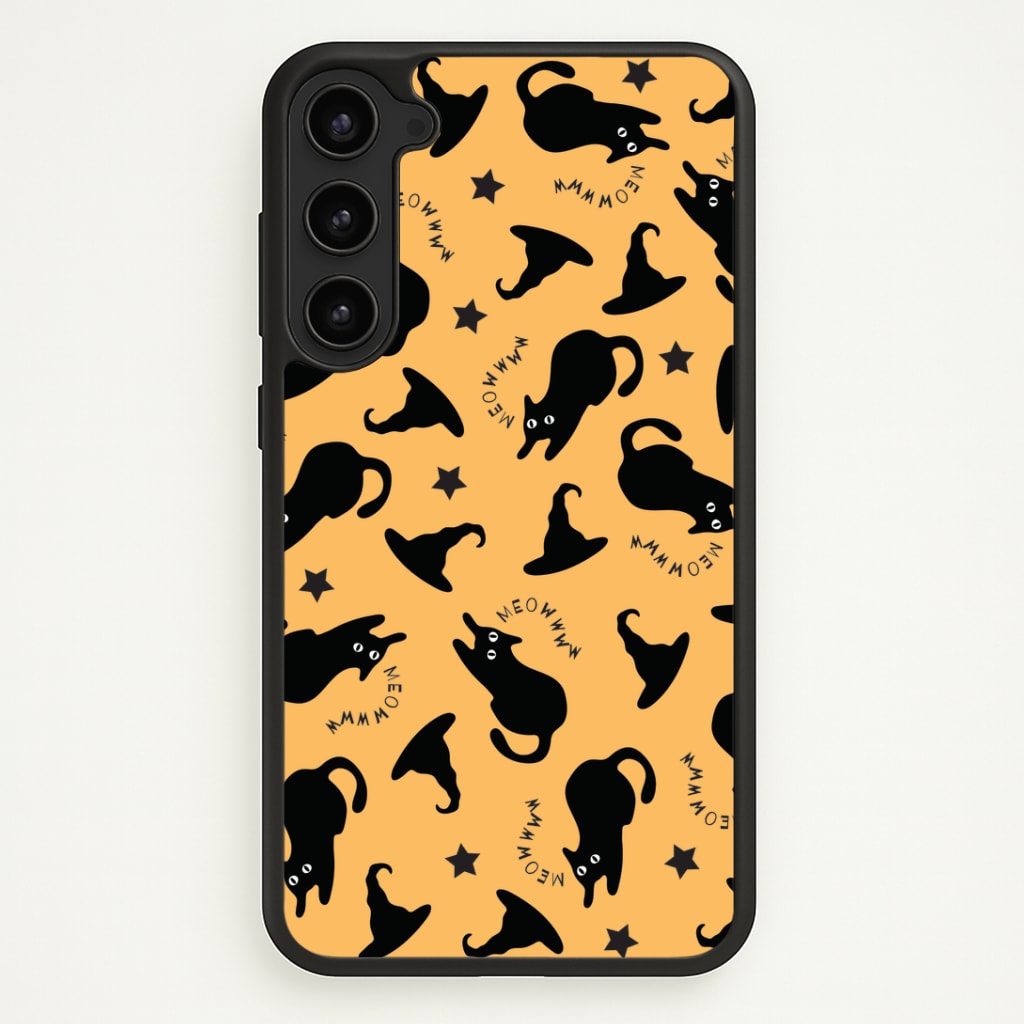 Black Cat And Hats Pattern Galaxy S23 Case