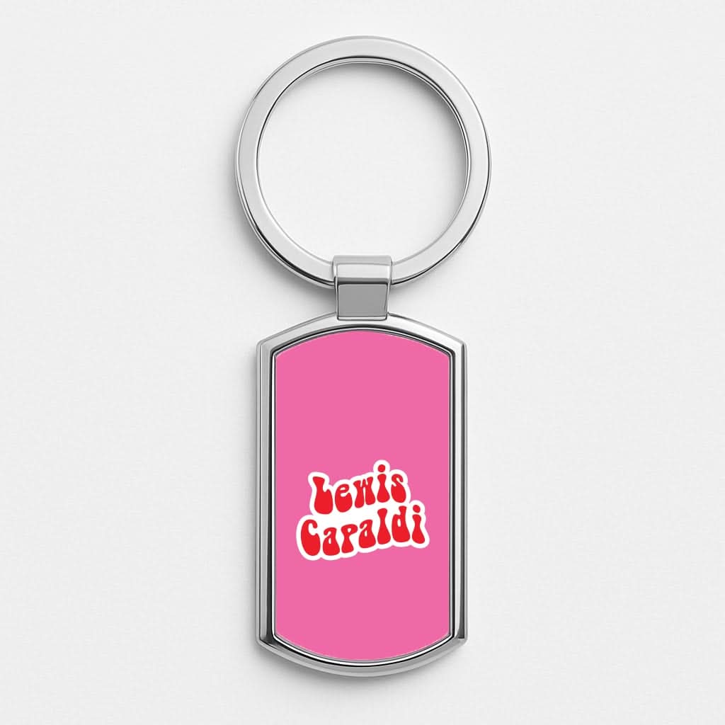 Red Name Silver Metal Keyring