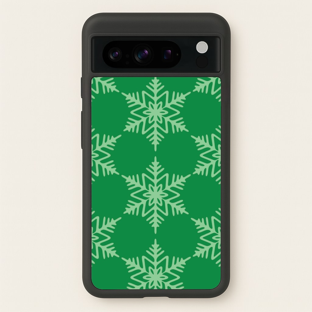 Green Giant Snowflakes Christmas Pattern Google Pixel 8 Pro Case