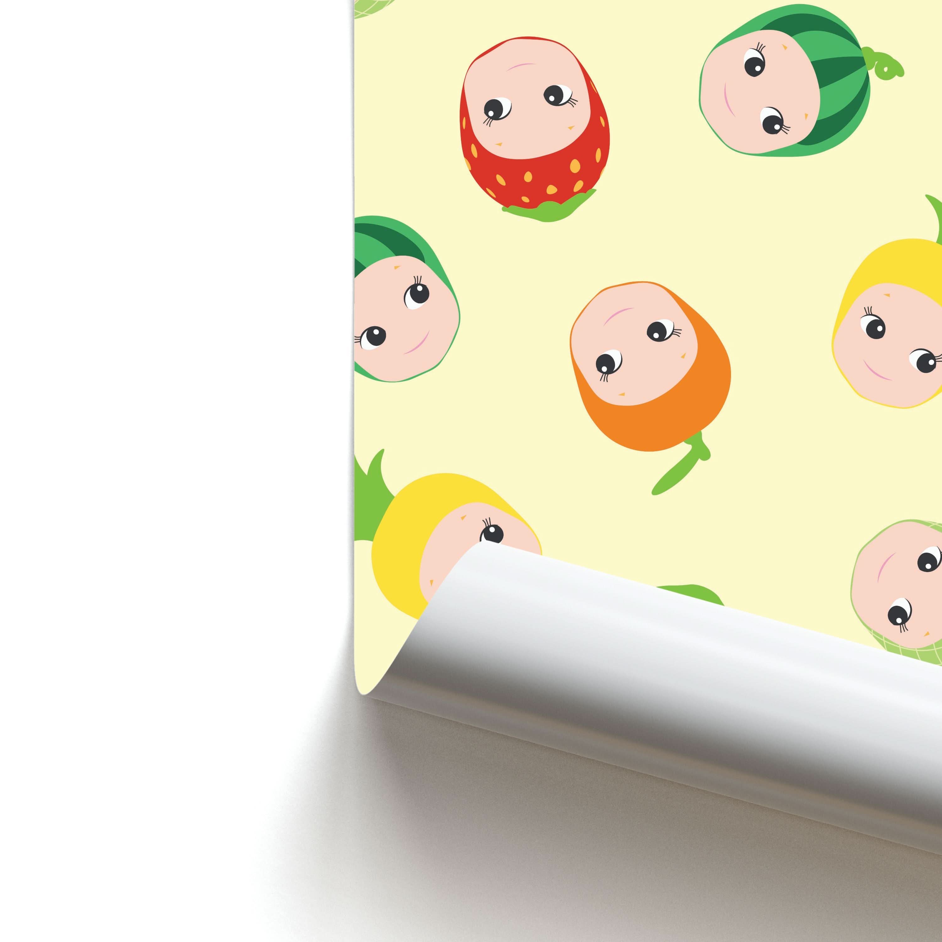 Fruit Angels Pattern Poster