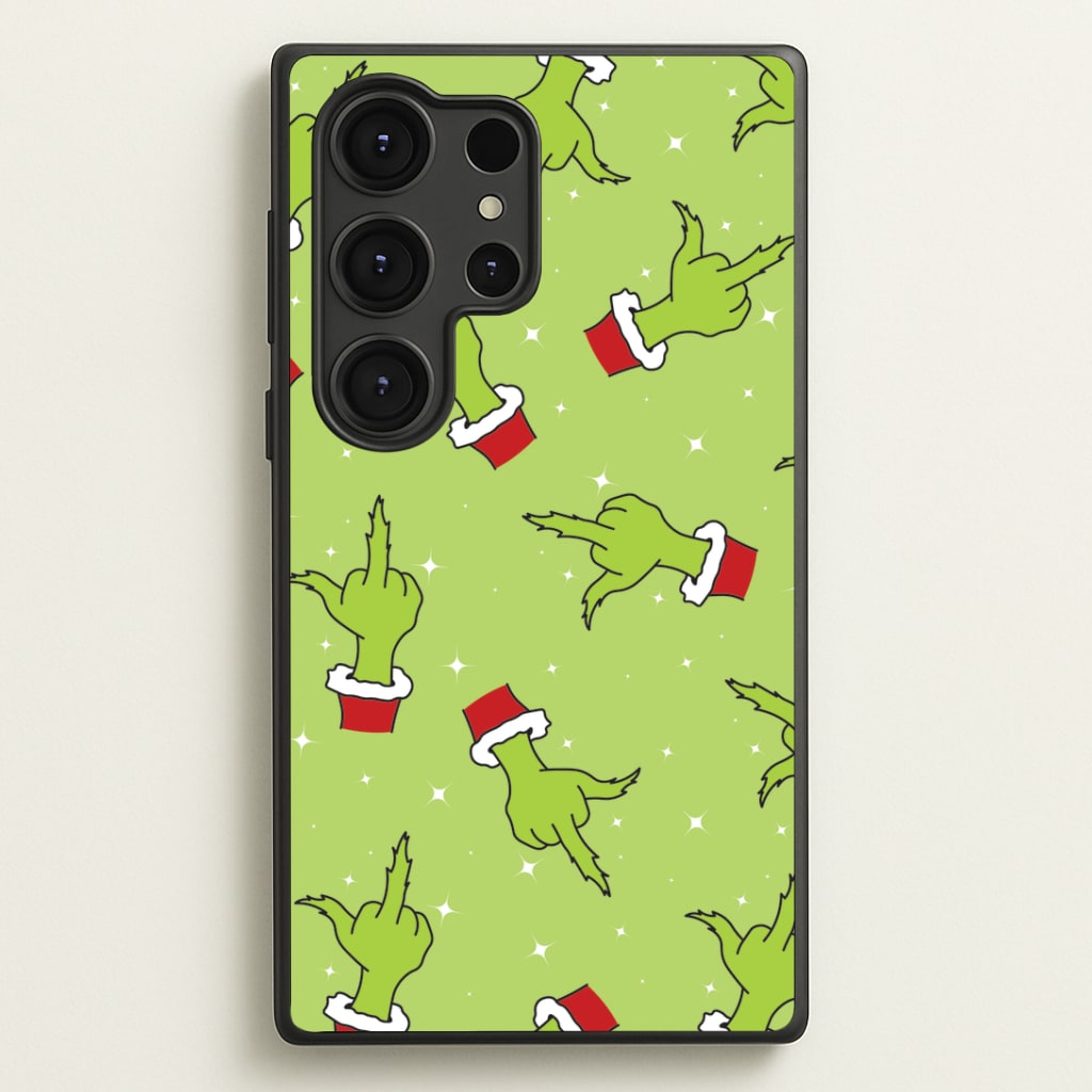 Green Middle Finger Christmas Pattern Galaxy S25 Ultra Case