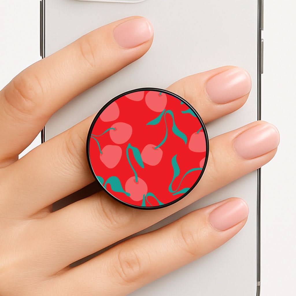 Red Abstract Cherries Pattern Phone Grip