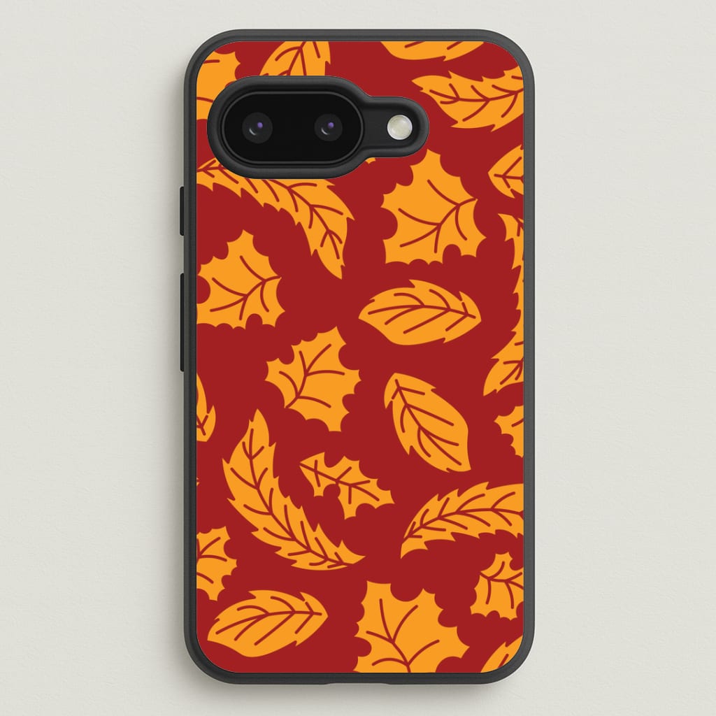 Orange Leaves Pattern Google Pixel 9a Case