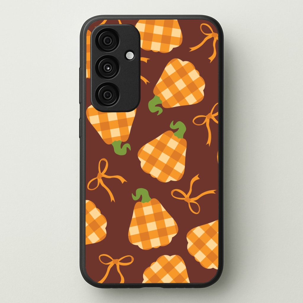 Tartan Pumpkins And Bows Pattern Galaxy A55 Case