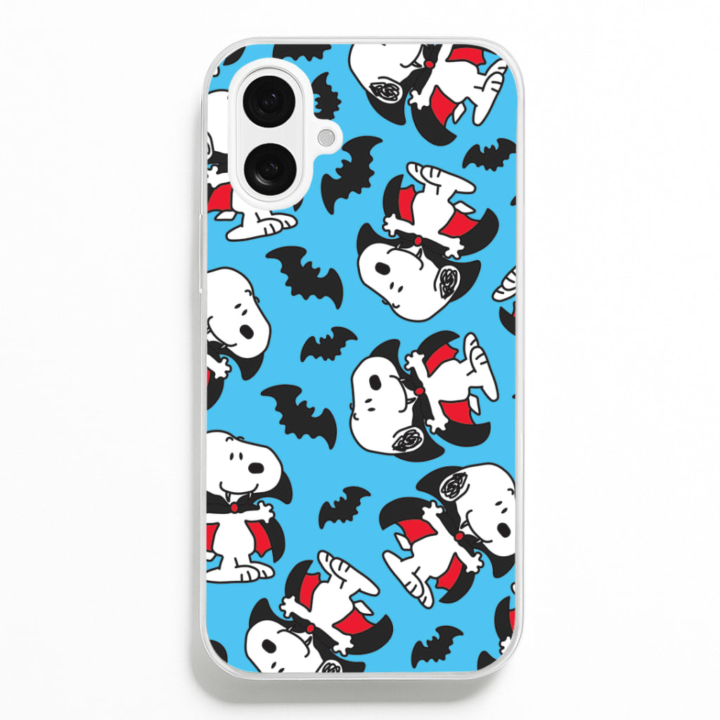 Cartoon Beagle Vampire And Bats Pattern iPhone 16 Plus Case