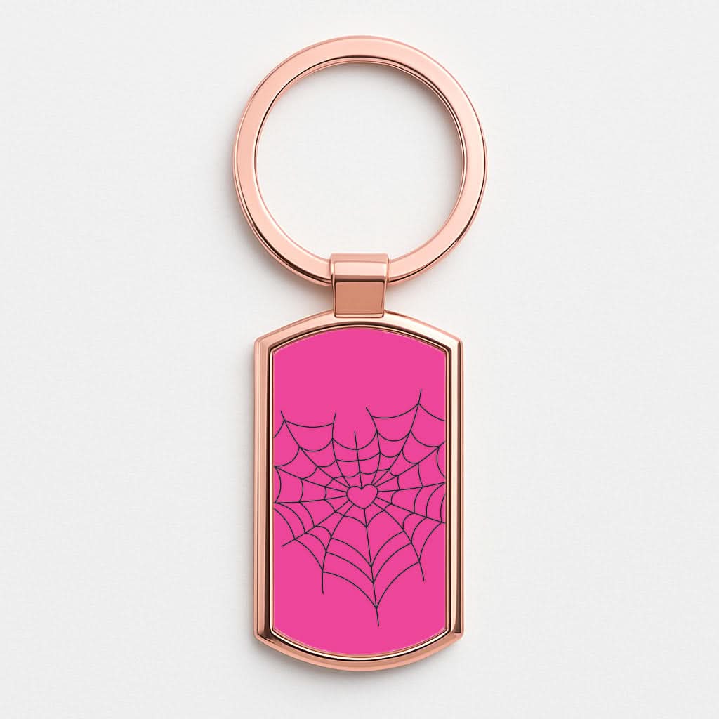Spiderweb Hearts II Rose Gold Keyring