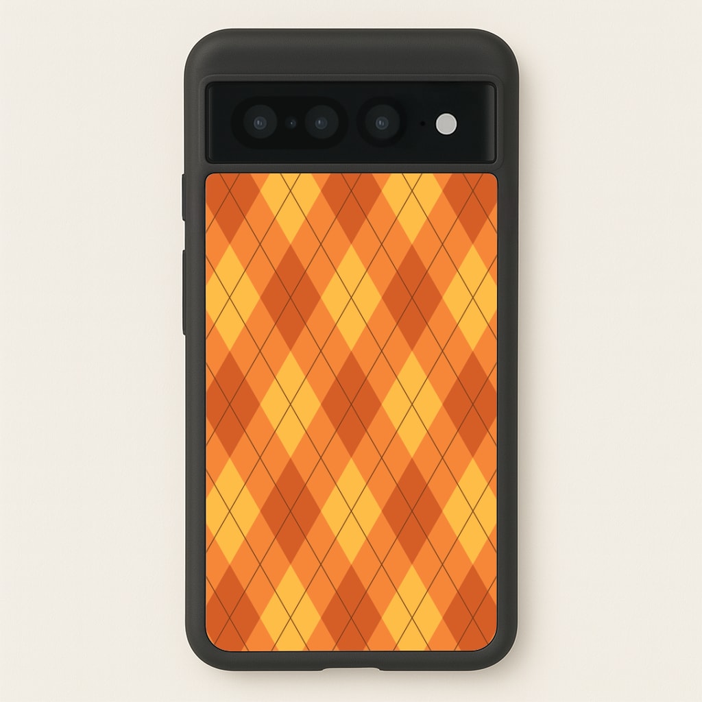Orange Argyle Pattern Google Pixel 7 Pro Case
