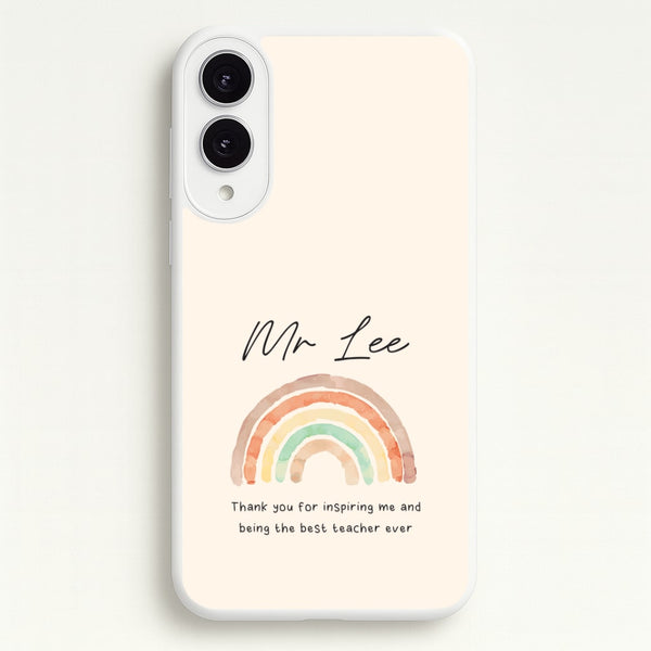 Biege Personalised Teacher Rainbow Galaxy S25 Edge Case