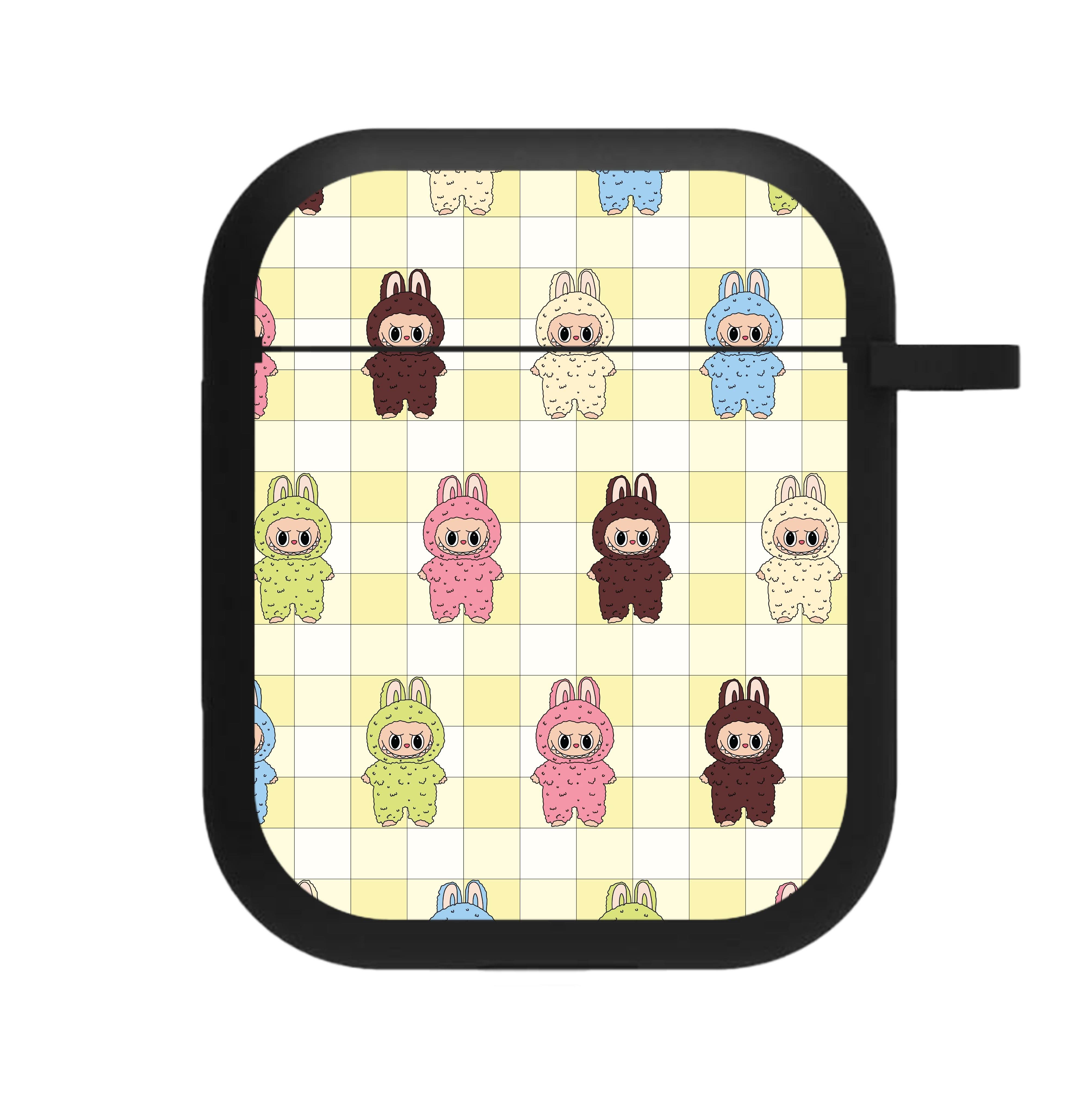Cute Colourful Monsters Checkered Pattern AirPods Case