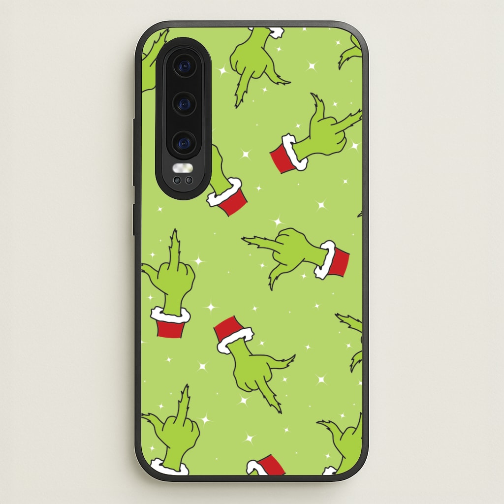 Green Middle Finger Christmas Pattern Huawei P30 Case