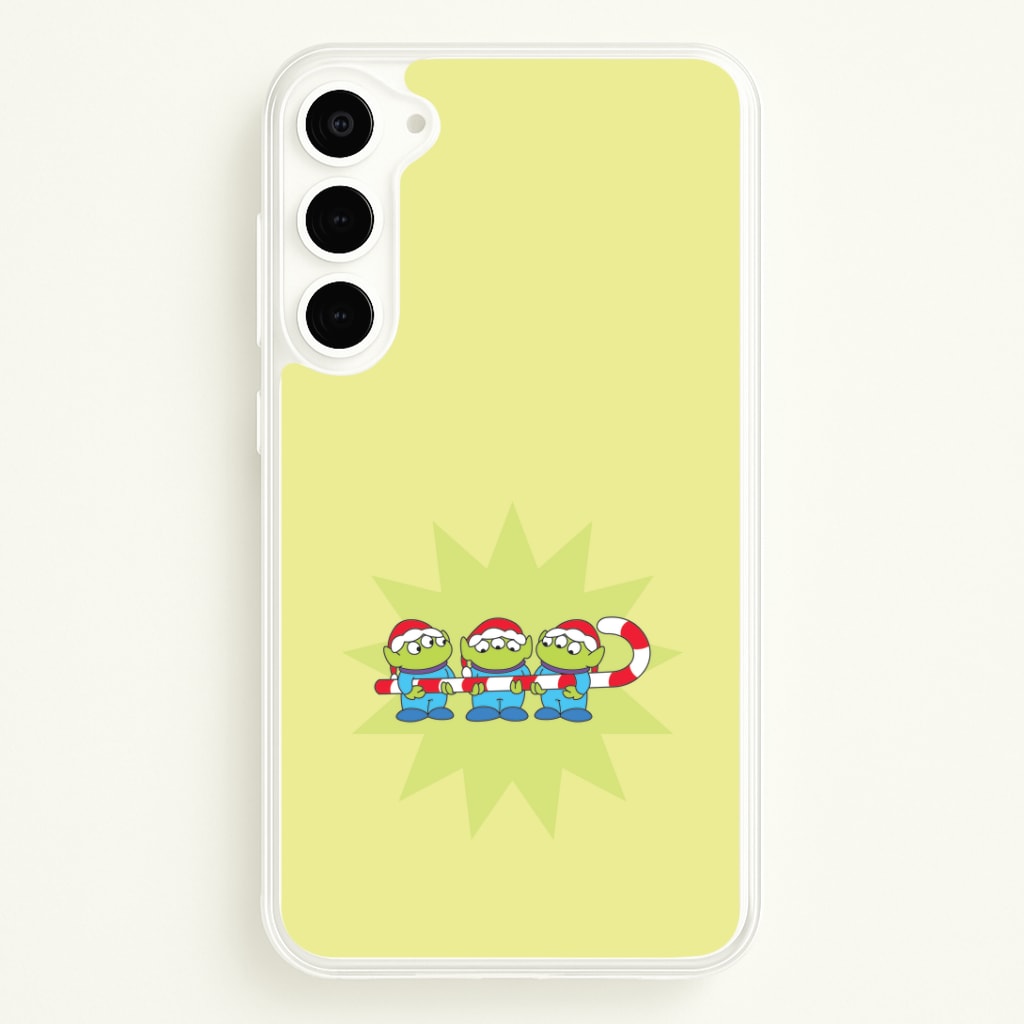 Cute Green Aliens Candycane Galaxy S23 Plus Case