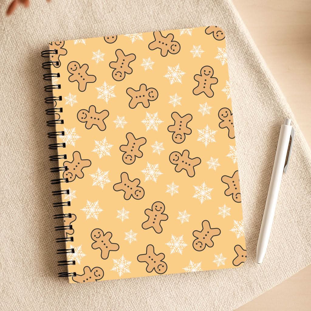 Cute Gingerbread And Snowflakes Pattern Notepad