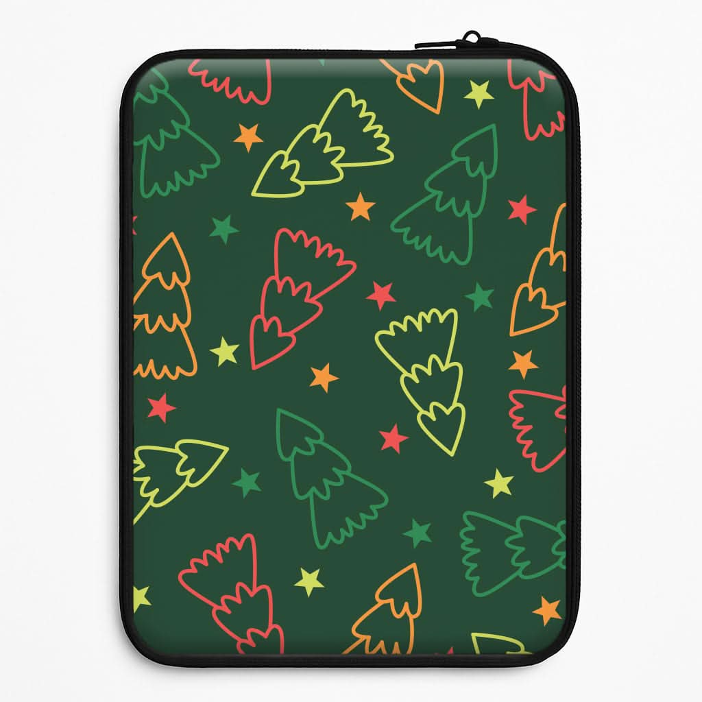 Colourful Christmas Tree Outlines Pattern Laptop Sleeve