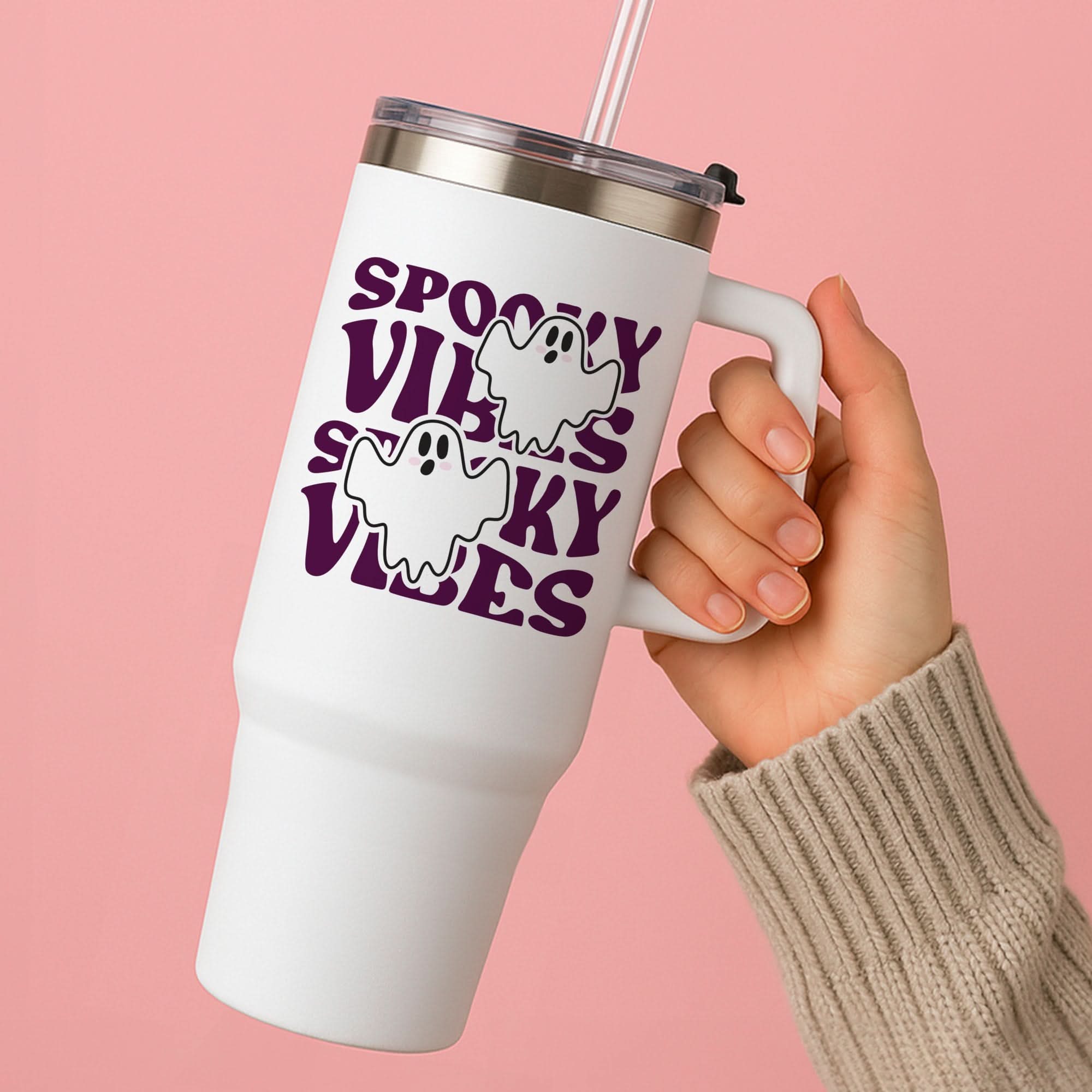 Spooky Vibes Pink Tumbler