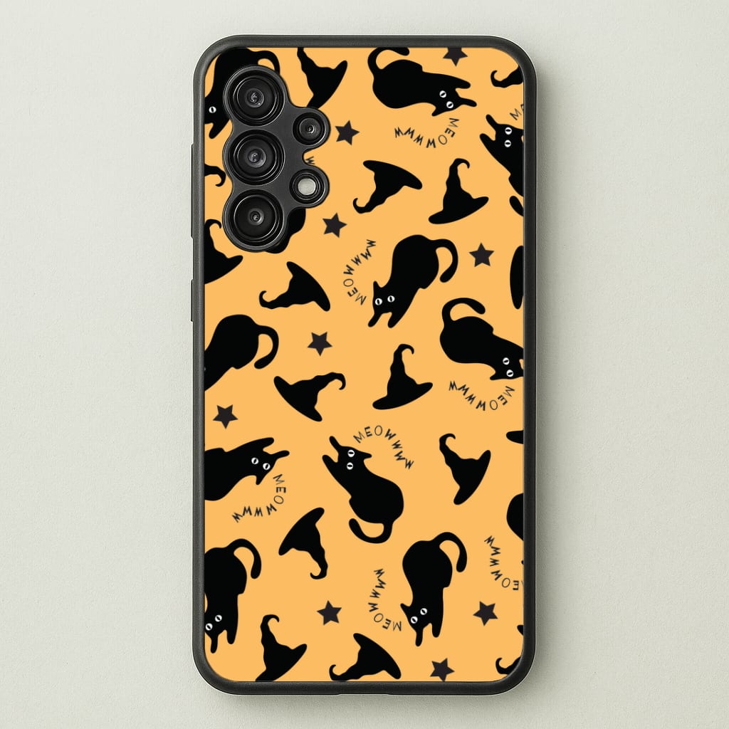 Black Cat And Hats Pattern Galaxy A13 Case