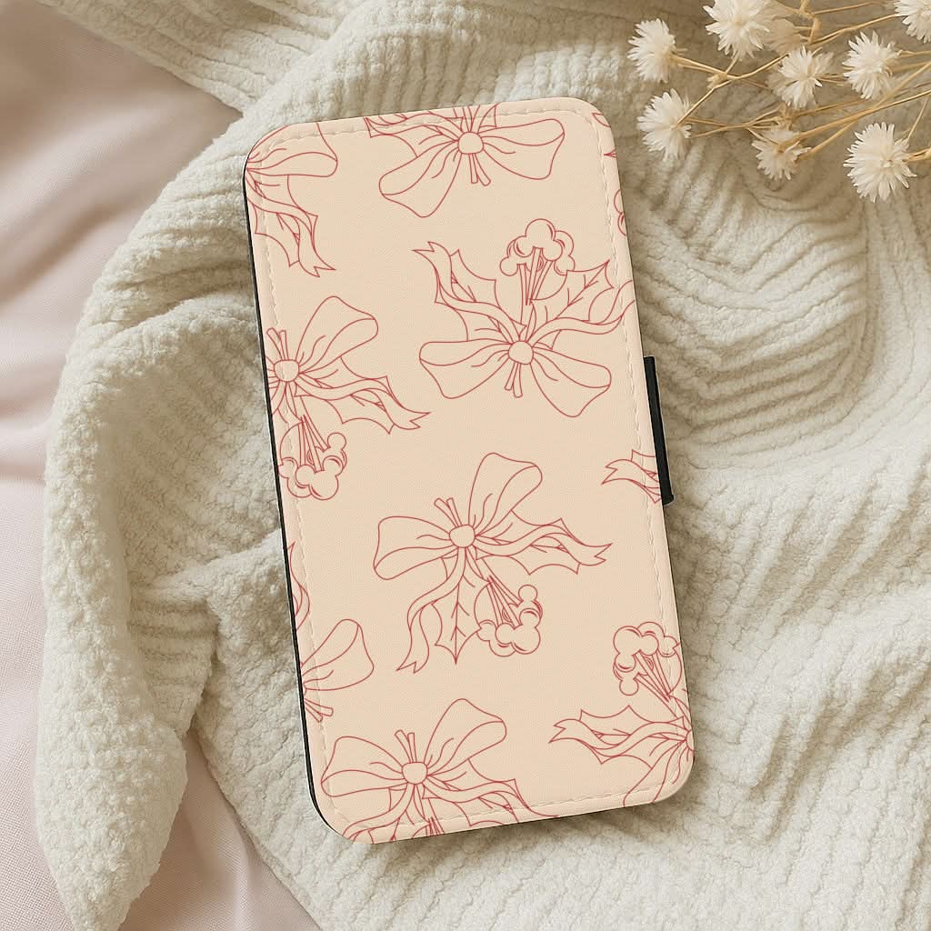 Cartoon Mouse Holly Pattern Leather Phone Case