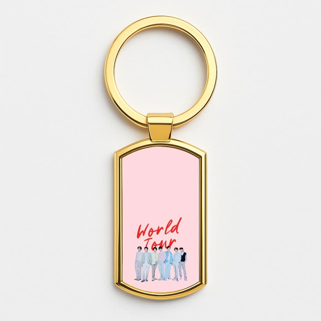 K-Pop Band Pastel Tour Gold Keyring