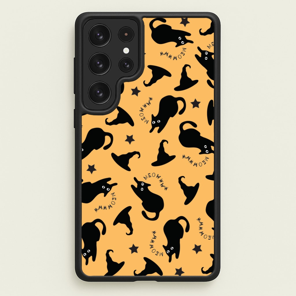 Black Cat And Hats Pattern Galaxy S23 Ultra Case