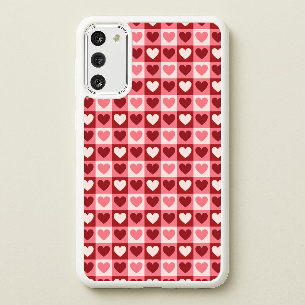 Pink Tartan Love Hearts Pattern Galaxy S20FE Case