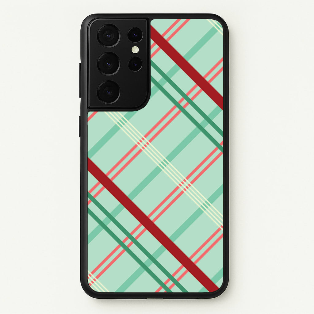 Pastel Tartan Christmas Pattern Galaxy S21 Ultra Case