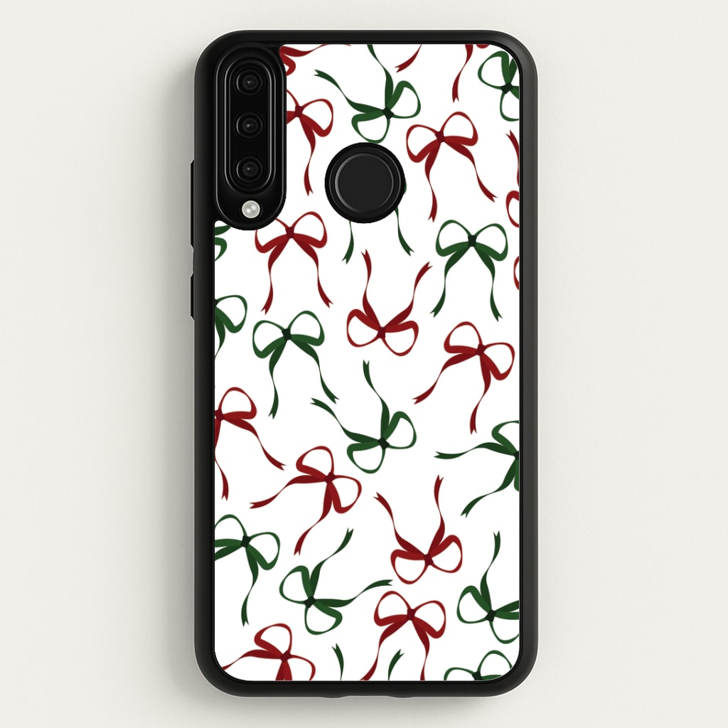 Red And Green Coquette Christmas Bows Pattern Huawei P30 Lite Case