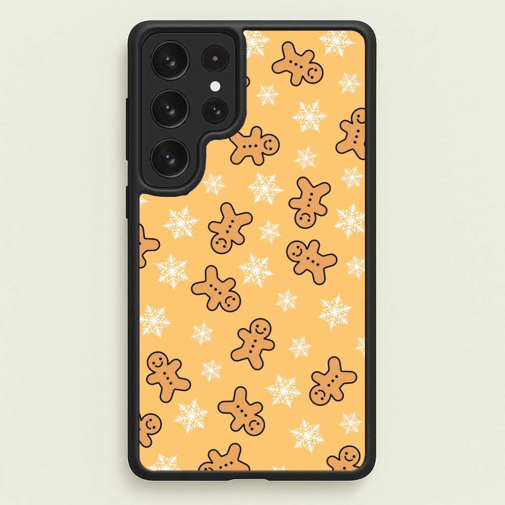 Cute Gingerbread And Snowflakes Pattern Galaxy S22 Ultra Case